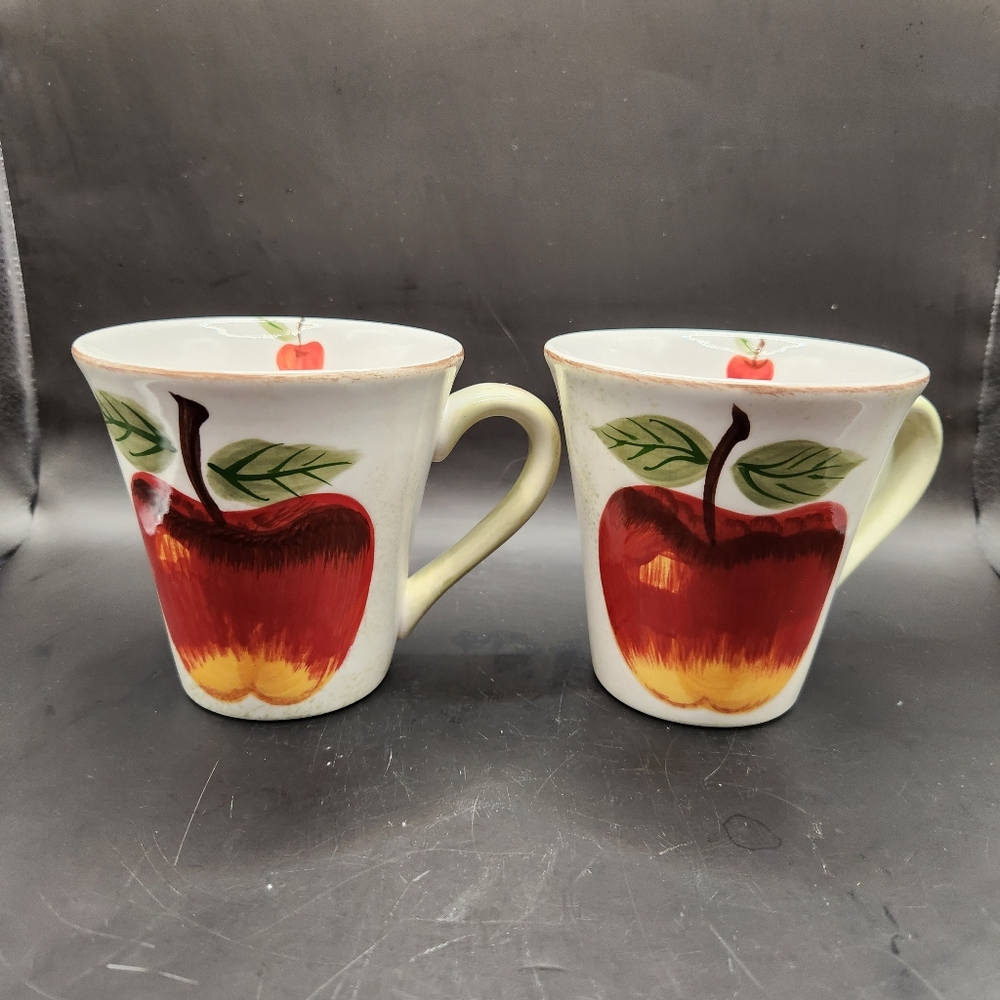 Apple Sauce Hand Painted Collection  Set of 2 Mugs